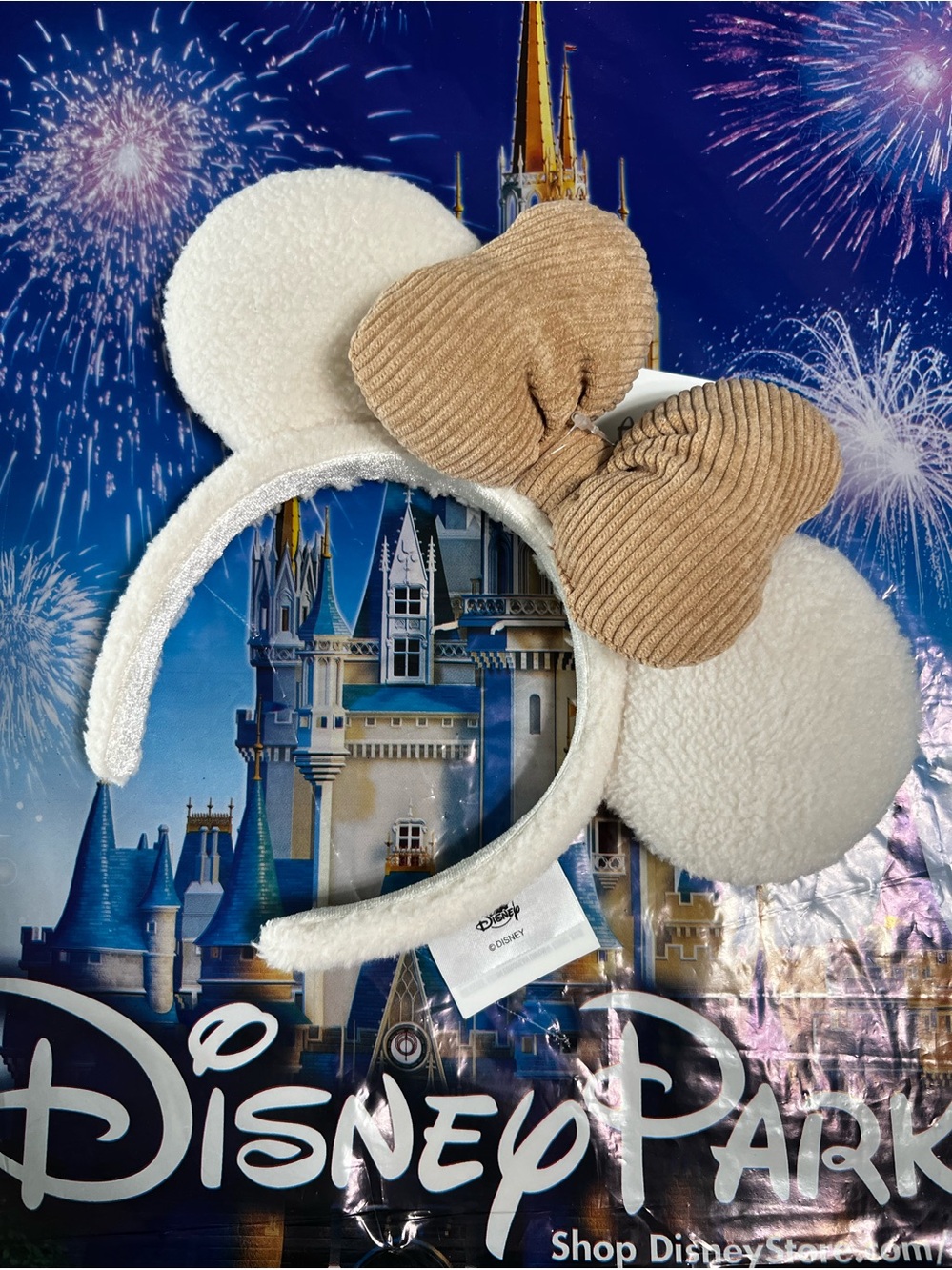 Disney Parks 2026 Fall Sherpa Fuzzy Mickey Minnie Bow Ear Headband NEW